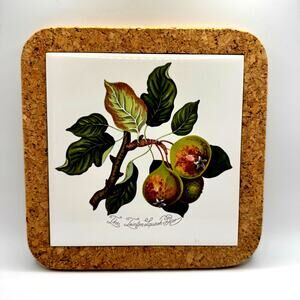 VTG Portmeirion Pottery Pomona Ceramic Tile Teinton Squash Pear Motif England 5"